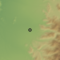 Shaded relief of the 55 km around Vara Gruesa, drawn from the GMTED2010 grid