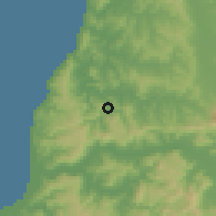 Shaded relief of the 55 km around Vichuquén, drawn from the GMTED2010 grid