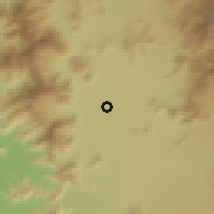 Shaded relief of the 55 km around Cerrillo, drawn from the GMTED2010 grid