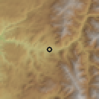 Shaded relief of the 56 km around Vicuña, drawn from the GMTED2010 grid