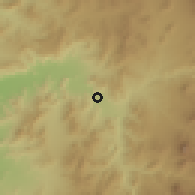 Shaded relief of the 57 km around Vicuña Mackenna, drawn from the GMTED2010 grid