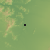 Shaded relief of the 55 km around Villa Alegre, drawn from the GMTED2010 grid