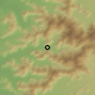 Shaded relief of the 55 km around Villa Alhué, drawn from the GMTED2010 grid