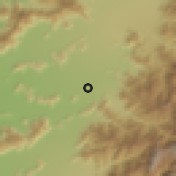 Shaded relief of the 55 km around Villa María, drawn from the GMTED2010 grid