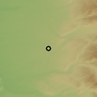 Shaded relief of the 54 km around Villa Mercedes, drawn from the GMTED2010 grid