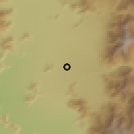 Shaded relief of the 55 km around Villa Santa Luisa, drawn from the GMTED2010 grid