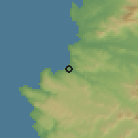 Shaded relief of the 55 km around Viña del Mar, drawn from the GMTED2010 grid