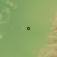 Shaded relief of the 55 km around Yerbas Buenas, drawn from the GMTED2010 grid