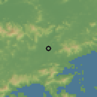 Shaded relief of the 58 km around Danshui, drawn from the GMTED2010 grid