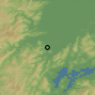 Shaded relief of the 56 km around Daqiao, drawn from the GMTED2010 grid