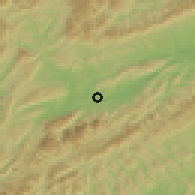 Shaded relief of the 57 km around Dayong, drawn from the GMTED2010 grid