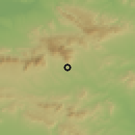 Shaded relief of the 55 km around Dengfeng, drawn from the GMTED2010 grid