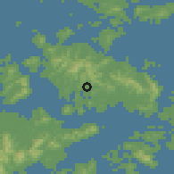 Shaded relief of the 56 km around Dinghai, drawn from the GMTED2010 grid