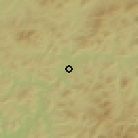 Shaded relief of the 53 km around Dongchang, drawn from the GMTED2010 grid