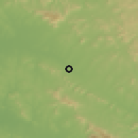 Shaded relief of the 55 km around Dongdu, drawn from the GMTED2010 grid