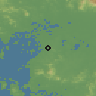 Shaded relief of the 58 km around Dongguan, drawn from the GMTED2010 grid