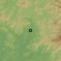 Shaded relief of the 58 km around Dongzhen, drawn from the GMTED2010 grid