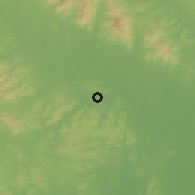 Shaded relief of the 55 km around Feicheng, drawn from the GMTED2010 grid