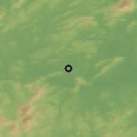 Shaded relief of the 57 km around Fenyi, drawn from the GMTED2010 grid