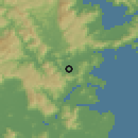 Shaded relief of the 57 km around Gantou, drawn from the GMTED2010 grid
