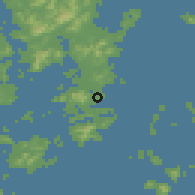 Shaded relief of the 58 km around Aomen, drawn from the GMTED2010 grid