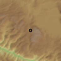 Shaded relief of the 58 km around Gejiu, drawn from the GMTED2010 grid
