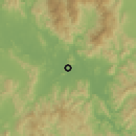 Shaded relief of the 58 km around Babu, drawn from the GMTED2010 grid