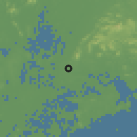 Shaded relief of the 58 km around Guangzhou, drawn from the GMTED2010 grid