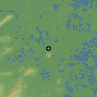 Shaded relief of the 58 km around Guanjiao, drawn from the GMTED2010 grid