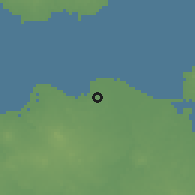Shaded relief of the 59 km around Haikou, drawn from the GMTED2010 grid