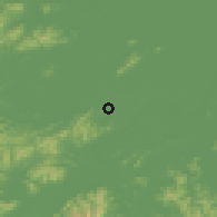Shaded relief of the 56 km around Hangzhou, drawn from the GMTED2010 grid