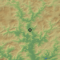 Shaded relief of the 57 km around Hanyang, drawn from the GMTED2010 grid