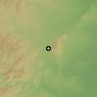 Shaded relief of the 54 km around Hecun, drawn from the GMTED2010 grid