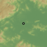 Shaded relief of the 58 km around Houpu, drawn from the GMTED2010 grid