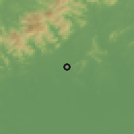 Shaded relief of the 56 km around Huangmei, drawn from the GMTED2010 grid