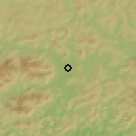 Shaded relief of the 53 km around Huanren, drawn from the GMTED2010 grid