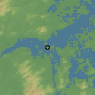 Shaded relief of the 58 km around Huicheng, drawn from the GMTED2010 grid