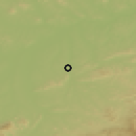 Shaded relief of the 52 km around Huinan, drawn from the GMTED2010 grid