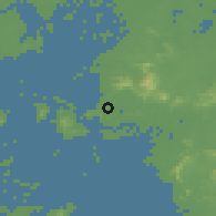 Shaded relief of the 58 km around Humen, drawn from the GMTED2010 grid