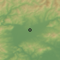 Shaded relief of the 52 km around Hunchun, drawn from the GMTED2010 grid