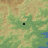 Shaded relief of the 57 km around Bantou, drawn from the GMTED2010 grid