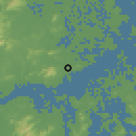 Shaded relief of the 58 km around Jiangmen, drawn from the GMTED2010 grid