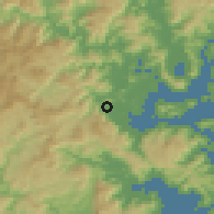 Shaded relief of the 57 km around Jiaocheng, drawn from the GMTED2010 grid