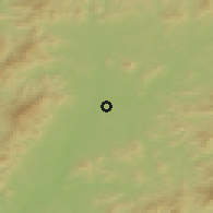 Shaded relief of the 52 km around Jiaohe, drawn from the GMTED2010 grid