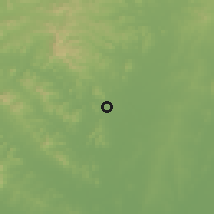 Shaded relief of the 55 km around Jiehu, drawn from the GMTED2010 grid