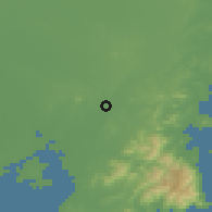 Shaded relief of the 54 km around Jimo, drawn from the GMTED2010 grid