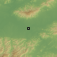 Shaded relief of the 57 km around Jinhua, drawn from the GMTED2010 grid