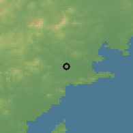 Shaded relief of the 53 km around Jinxi, drawn from the GMTED2010 grid