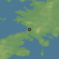 Shaded relief of the 54 km around Jinzhou, drawn from the GMTED2010 grid
