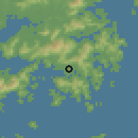 Shaded relief of the 58 km around Jiulong, drawn from the GMTED2010 grid